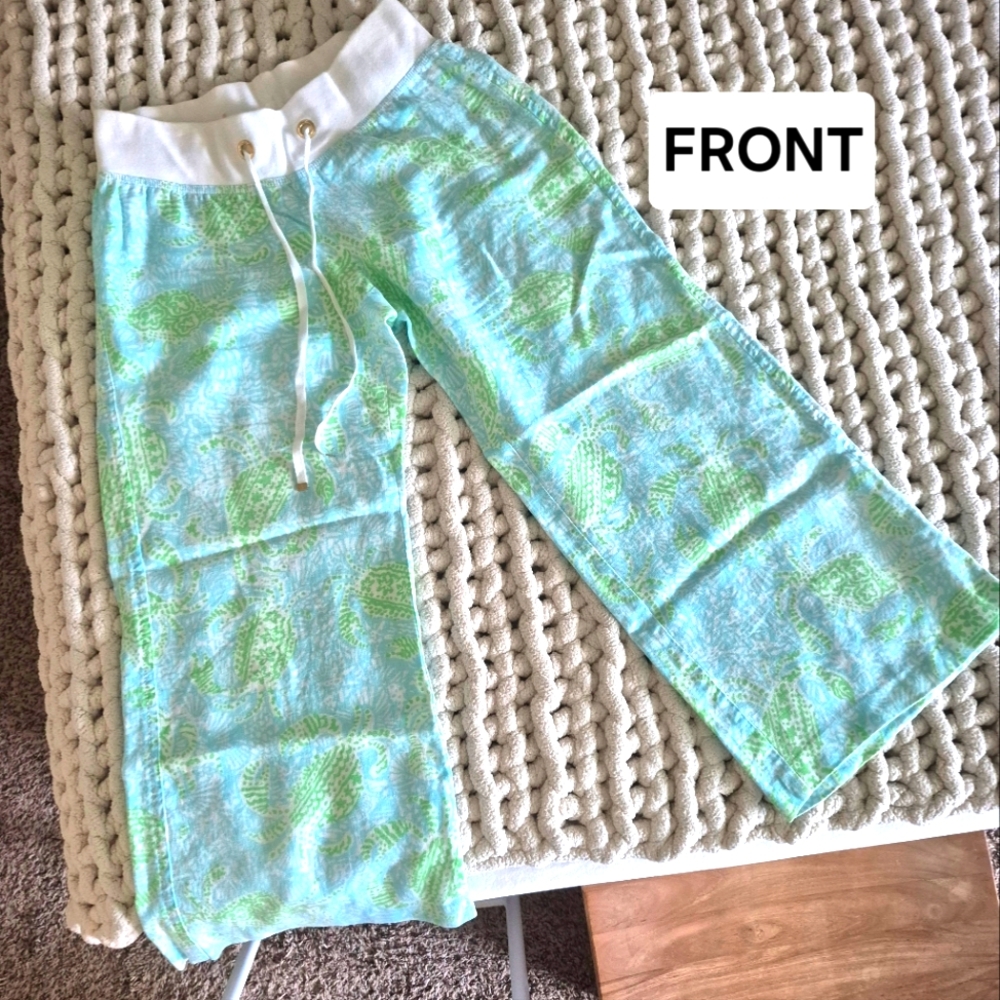 Lilly Pulitzer Blue and Green Linen Pants